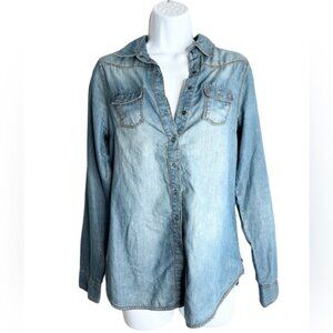 Free People One Teaspoon Denim Button Shirt Chambray Vintage Jean Western